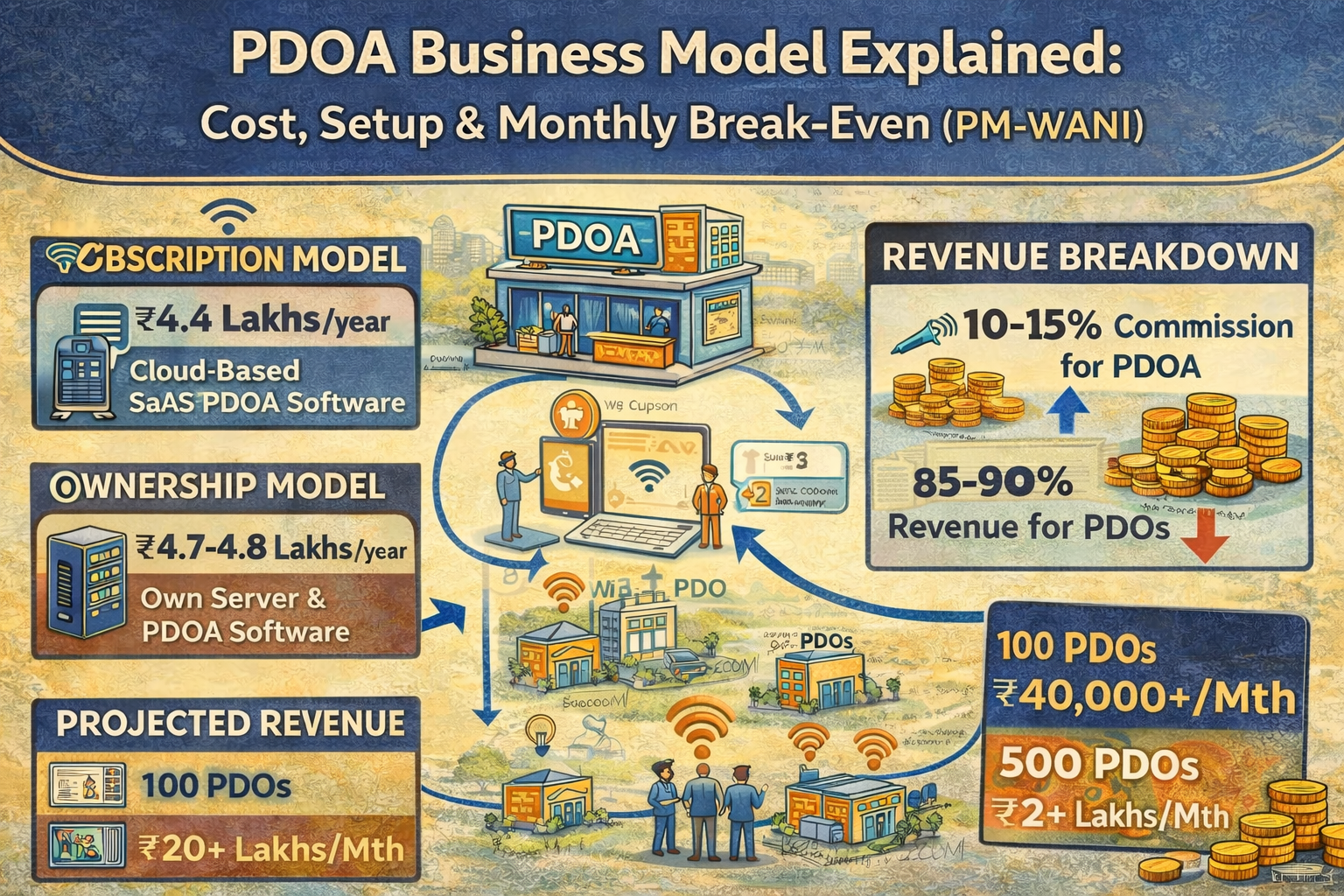 PDOA Business Model Explained: Cost, Setup & Monthly Break-Even (PM-WANI)